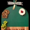 Acacia Bevel Board Green w/ Ribbon & Gold Spreader Knife | Ho Ho Ho | 15 x 12"-Maple Online