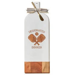 Acacia Bevel Board Long White w/ Gold Spreader & Ribbon | Designated Dinker | 20 x 7"-Maple New