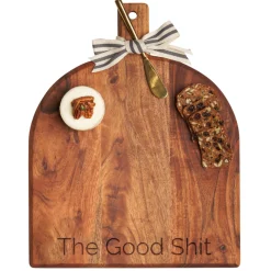 Acacia Bevel Board w/ Ribbon & Gold Spreader Knife | The Good Shit | 15 x 12"-Maple Hot