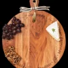Acacia Heirloom Board with Handle Round & Gold Spreader Tied with Gray & White Ribbon | types of Cheese | 20 x 16 x .6"-Maple Best