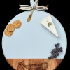 Acacia Heirloom Board with Handle Round & Gold Spreader Tied with Gray & White Ribbon | Whale | 20 x 16"-Maple Online