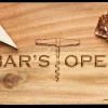 Acacia Modern Rectangle Board w/ Gold Handles | Bar's Open | 14 x 8"-Maple Best