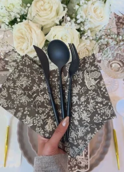 All Black Bella Assorted Plastic Cutlery/24pc, Service for 8-Sophistiplate Clearance