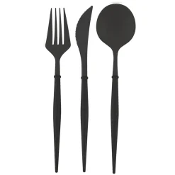 All Black Bella Assorted Plastic Cutlery/36pc, Service for 12-Sophistiplate Fashion