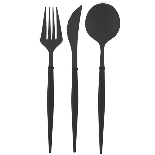 All Black Bella Assorted Plastic Cutlery/36pc, Service for 12-Sophistiplate Fashion