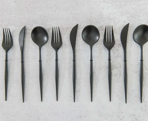 All Black Bella Assorted Plastic Cutlery/36pc, Service for 12-Sophistiplate Fashion