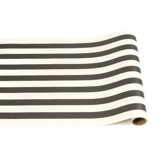 Black Classic Stripe Runner - 20" x 25'-Sophistiplate Best