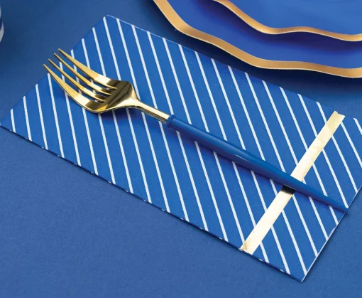 Blue & Gold Bella Assorted Plastic Cutlery/24pc, Service for 8-Sophistiplate New