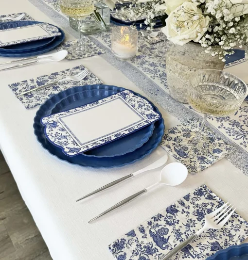 Blue Regal Peacock Cocktail Napkin- Pack of 20-Hester u0026 Cook Sale