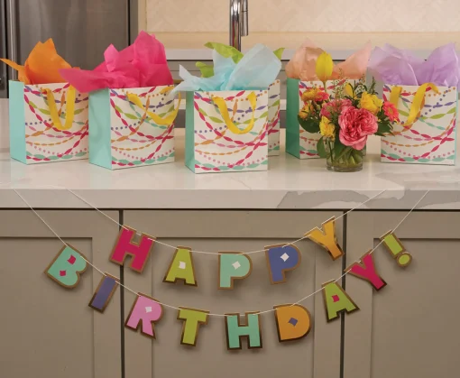 Bright Birthday Party Banner w/ Cotton String-Sophistiplate Hot