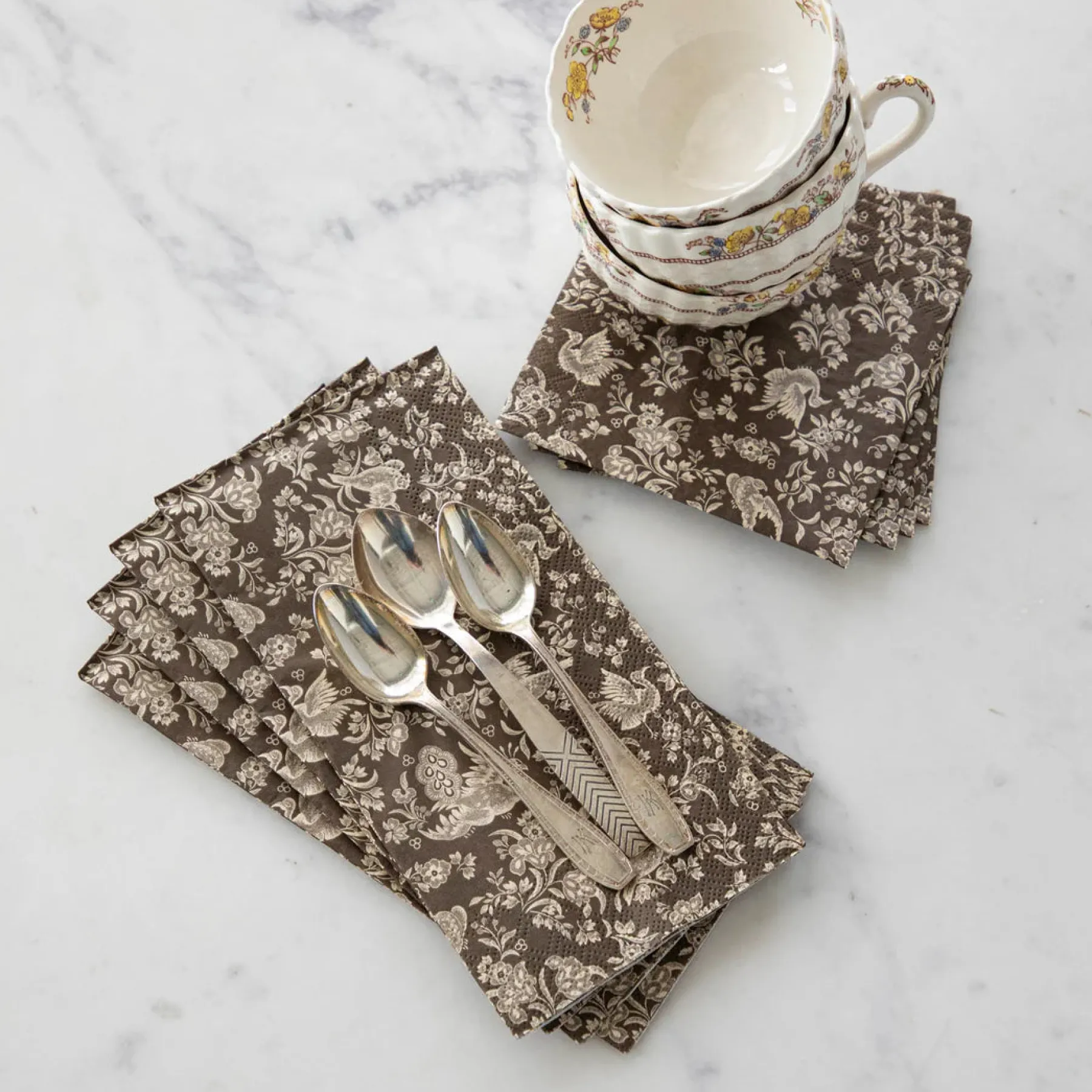 Brown Regal Peacock Guest Napkin - Pack of 16-Hester u0026 Cook Online