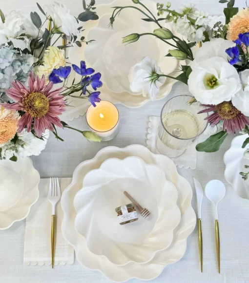 Cocktail Napkin Scalloped Edge Cream/20 pkg-Sophistiplate Sale