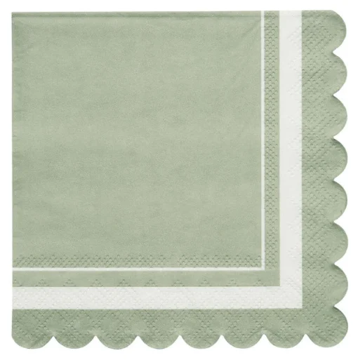 Cocktail Napkin Scalloped Edge Sage/20 pkg-Sophistiplate Fashion