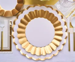 Dinner Plate Gold & White/8 pkg-Sophistiplate Clearance