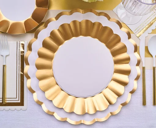 Dinner Plate Gold & White/8 pkg-Sophistiplate Clearance