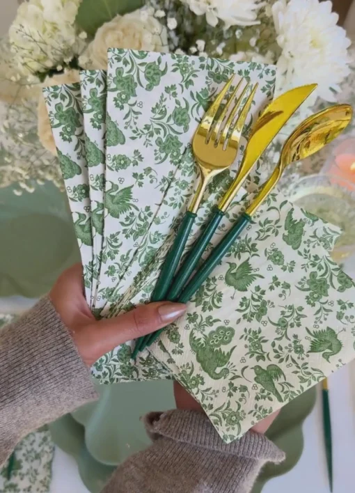 Emerald & Gold Bella Assorted Plastic Cutlery/36pc, Service for 12-Sophistiplate New