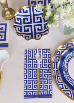 Greek Key Wavy Paper Salad Plate/8pk-Sophistiplate Clearance