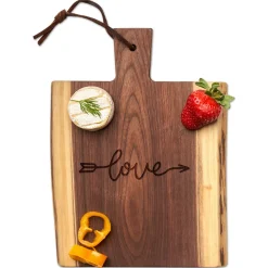 Live Edge Walnut Single Handle Charcuterie Board | "Love" | 9" x 6"-Maple Clearance
