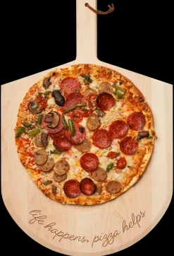 Wood Pizza Peel | Life Happens, Pizza Helps | 14 x 21"-Maple New