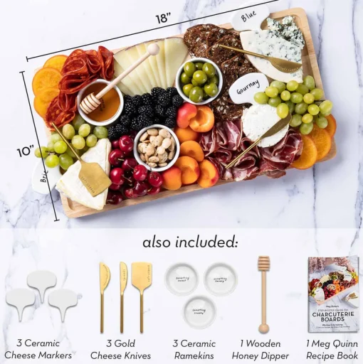 Meg Quinn Charcuterie Board & Accessories Kit-Maple Hot