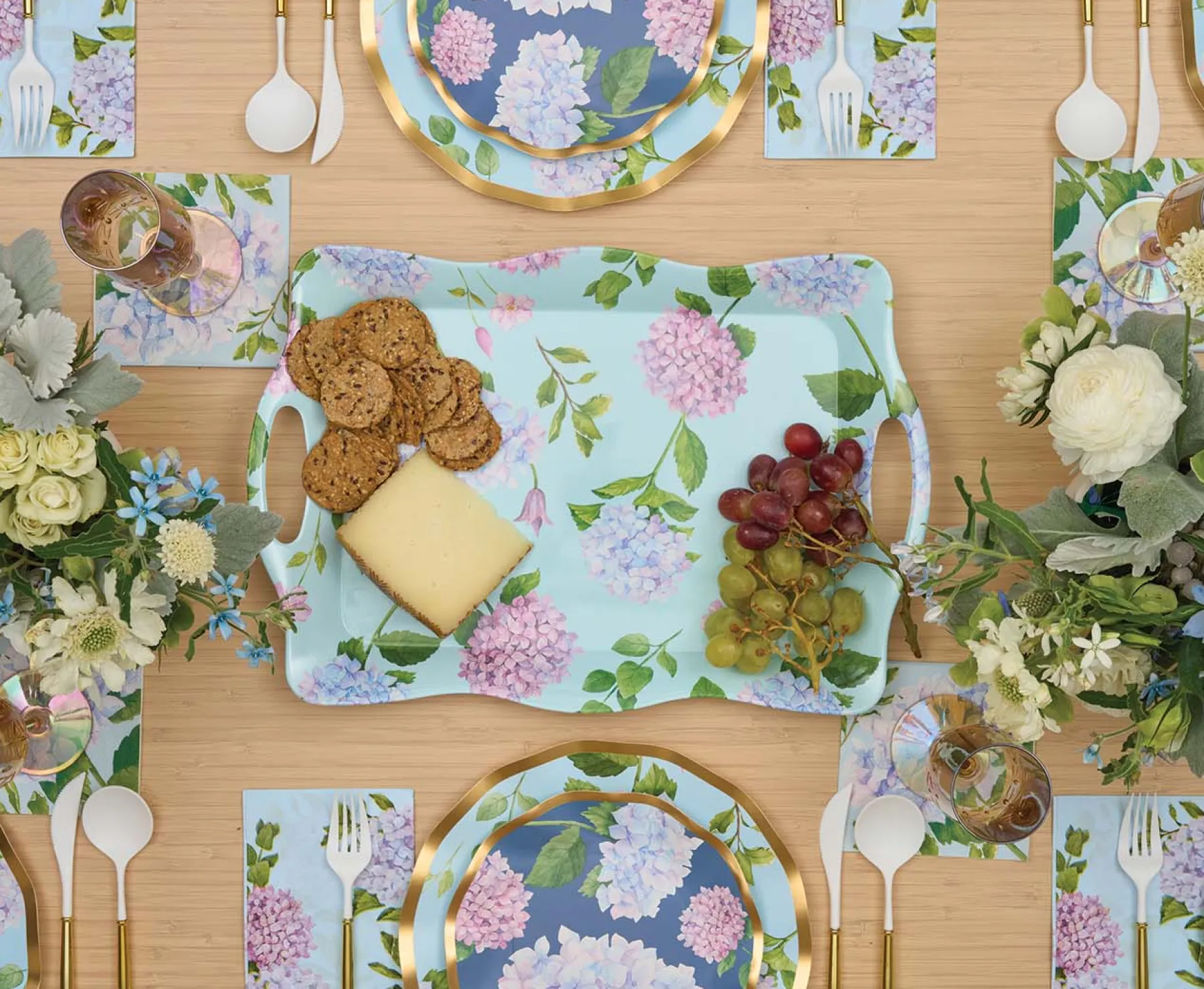Melamine Hydrangea Serving Tray-Sophistiplate Hot
