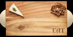 Modern Acacia Rectangle w/ Half Circle Gold Handles | Parisian Eat | 14 x 8"-Maple Online