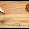 Modern Acacia Rectangle w/ Half Circle Gold Handles | Bites on a Board Script | 14 x 8"-Maple Clearance