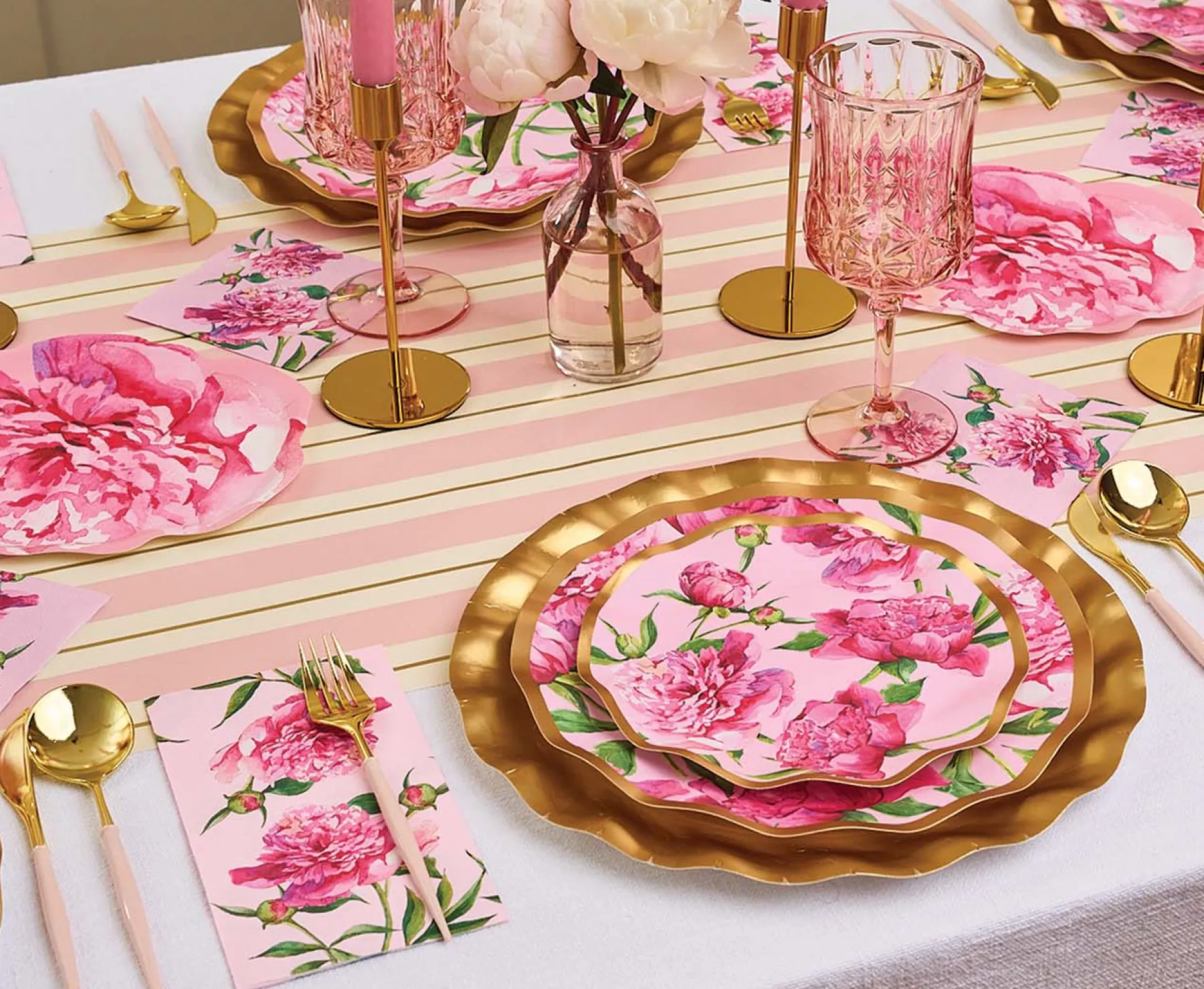 Peony Salad Plate Pink Peonies - 8pkg-Sophistiplate Discount