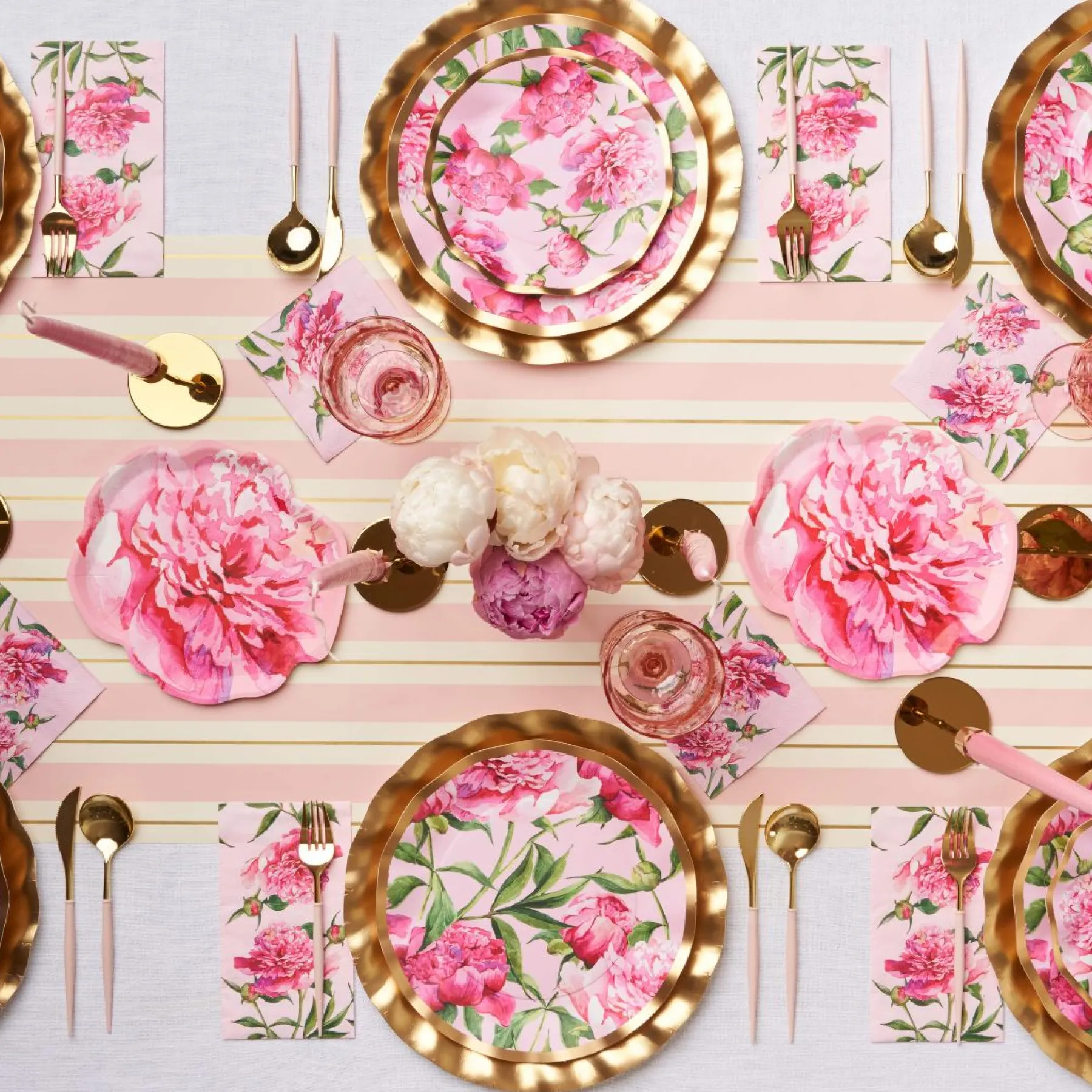 Peony Salad Plate Pink Peonies - 8pkg-Sophistiplate Discount