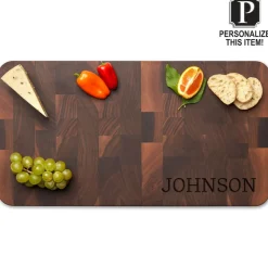 Personalized Black Walnut Butcher Block Cutting Board - 22" x 12"-Maple Sale