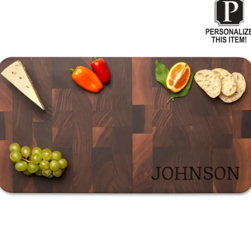 Personalized Black Walnut Butcher Block Cutting Board - 22" x 12"-Maple Sale