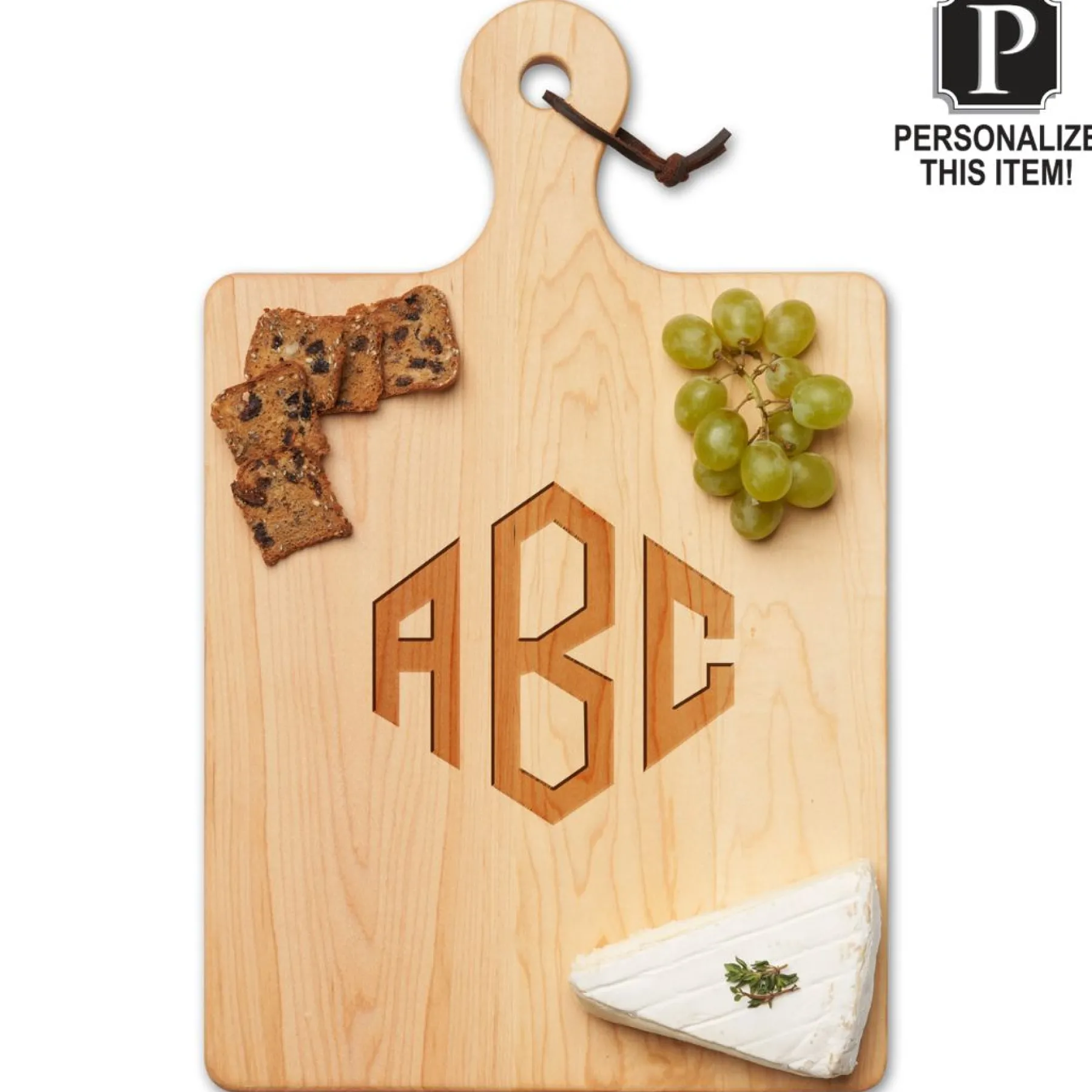 Personalized Wood Cutting + Cheeseboard 16 x 10" with Handle-Maple Fashion