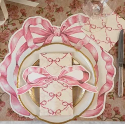 Pink Bow Lattice Guest Napkin - Pack of 16-Hester u0026 Cook Sale