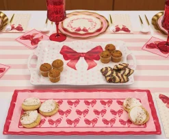 Pink Bows Melamine Serving Tray-Sophistiplate Clearance