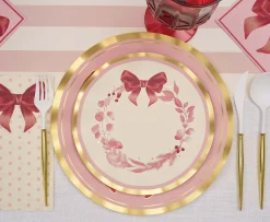 Pink Bows Wavy Salad Plate/8pk-Sophistiplate Clearance