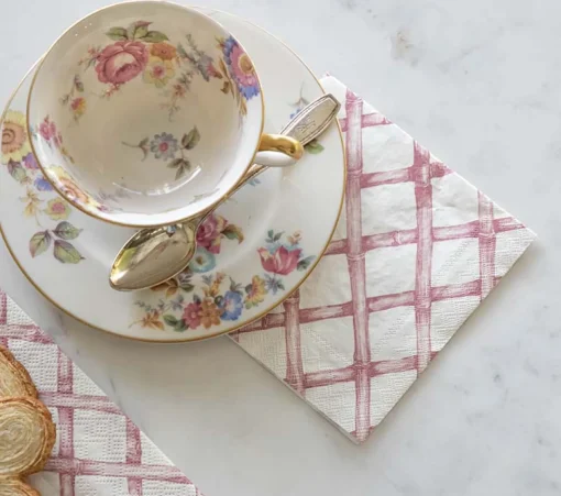 Pink Lattice Cocktail Napkin - pack of 20-Hester u0026 Cook Fashion