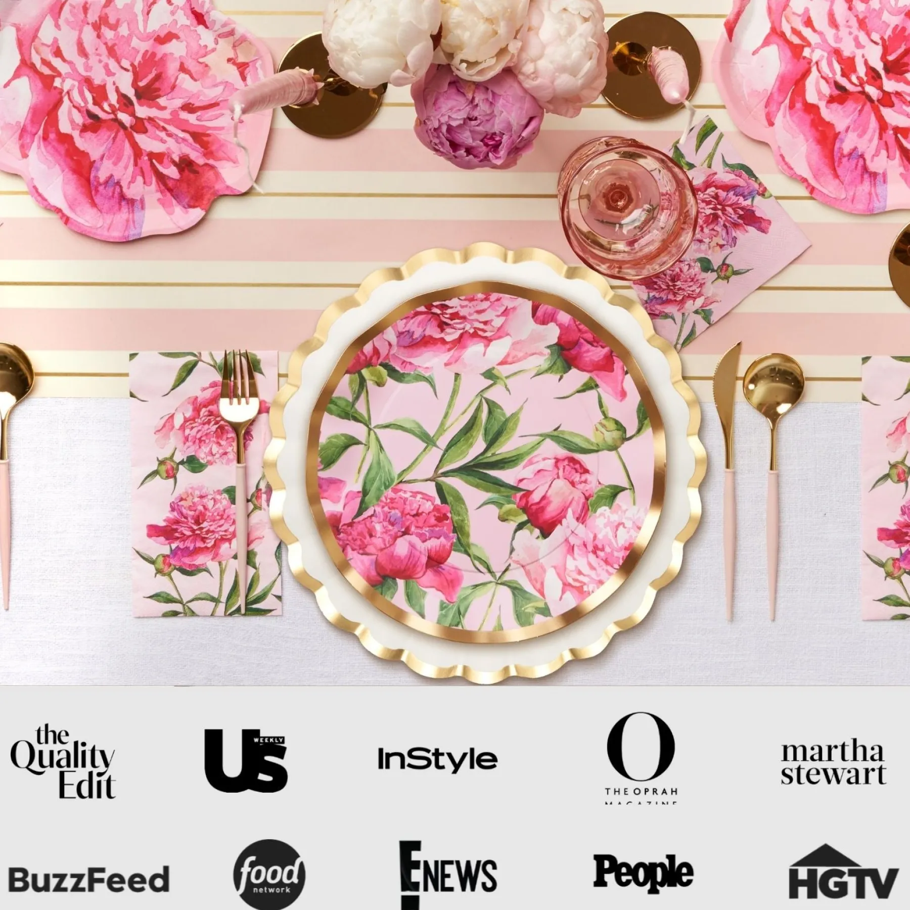 Pink Peonies Table Setting-Sophistiplate Sale