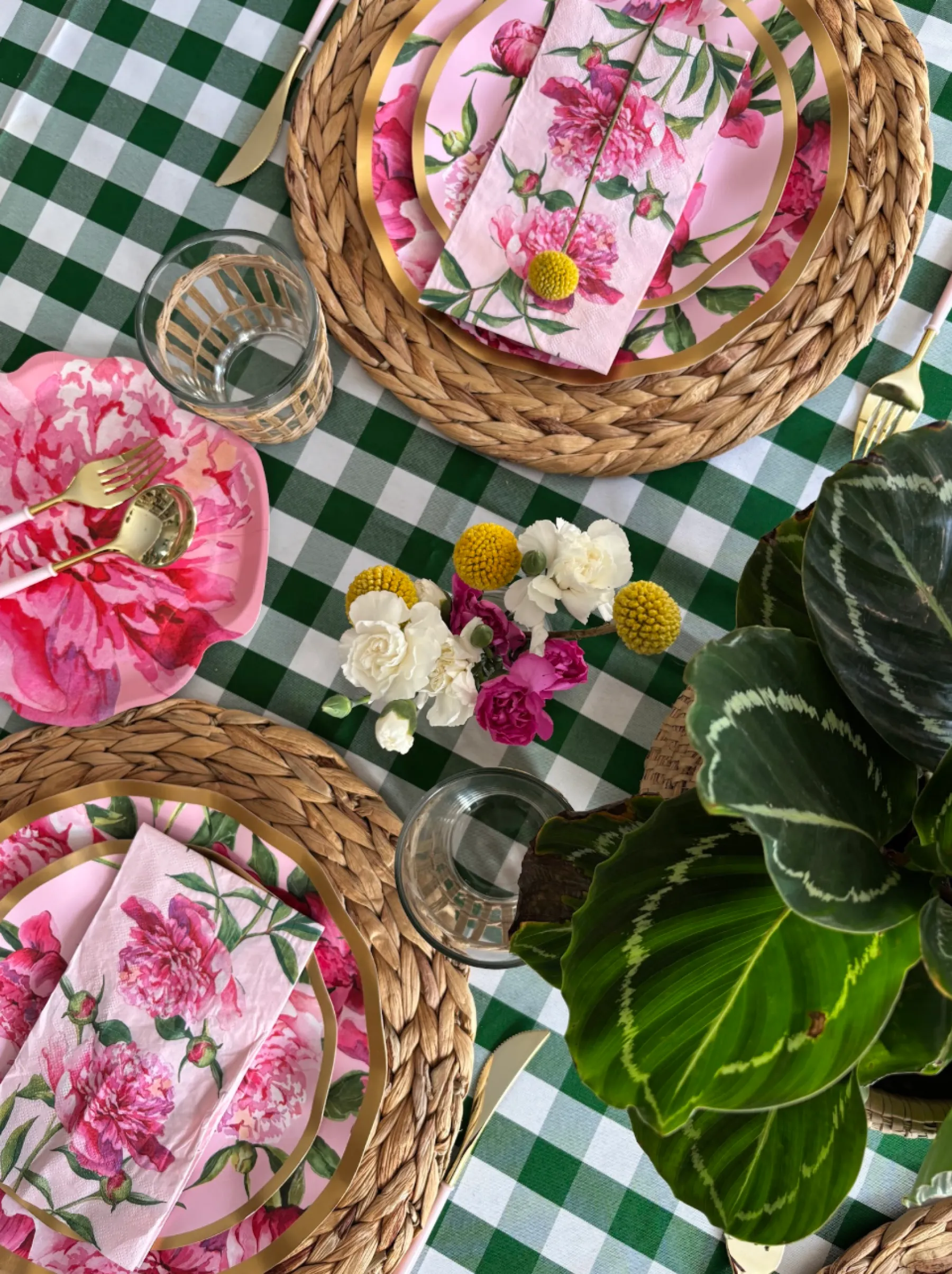 Pink Peonies Table Setting.-Sophistiplate Clearance