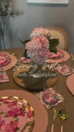 Pink Peonies Table Setting.-Sophistiplate Clearance