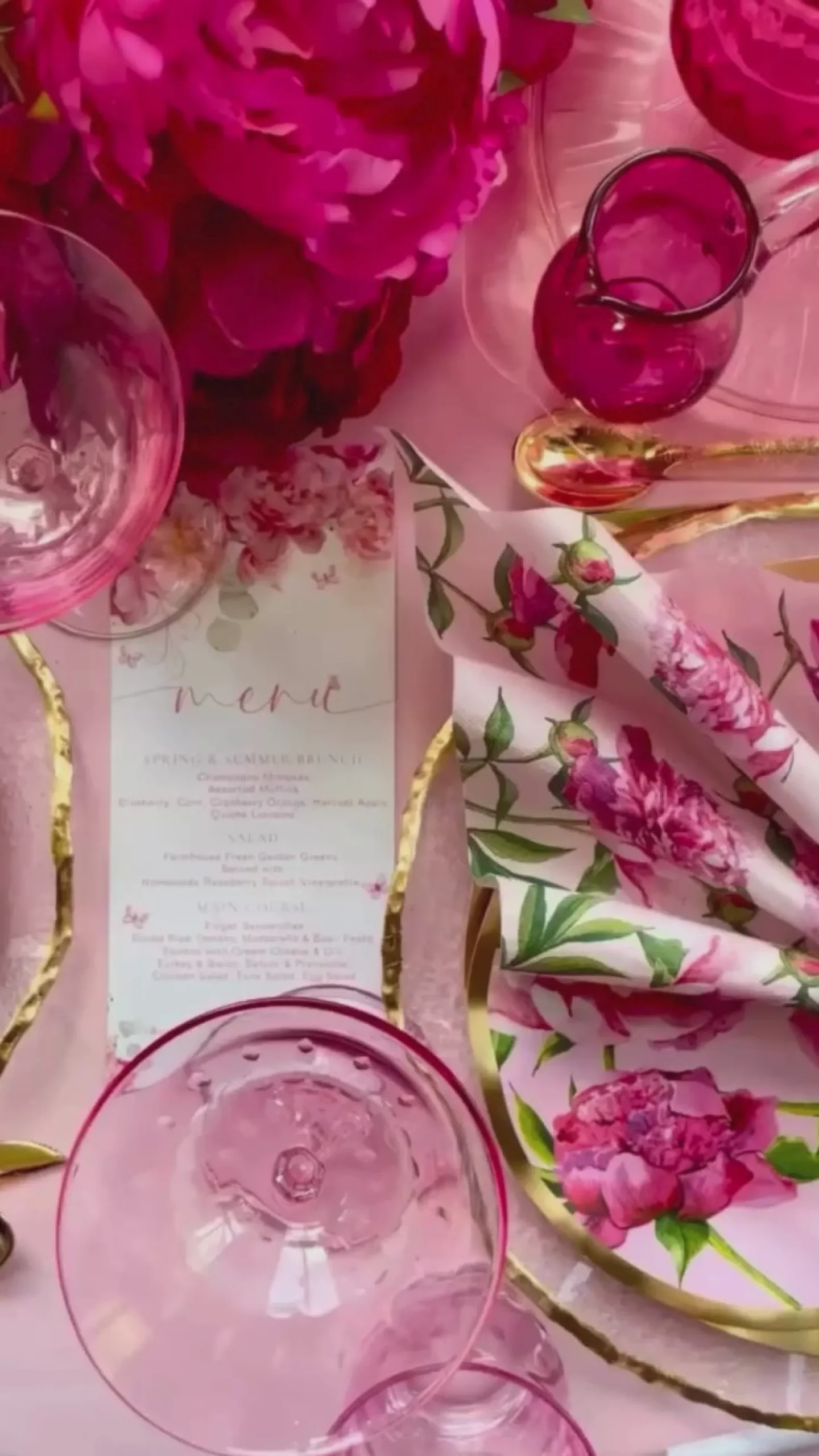 Pink Peonies Table Setting.-Sophistiplate Clearance