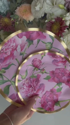 Pink Peonies Table Setting.-Sophistiplate Clearance