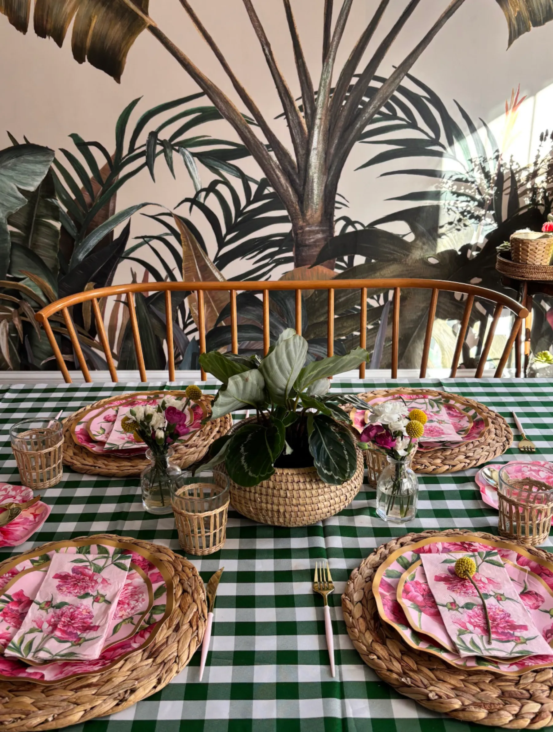 Pink Peonies Table Setting.-Sophistiplate Clearance