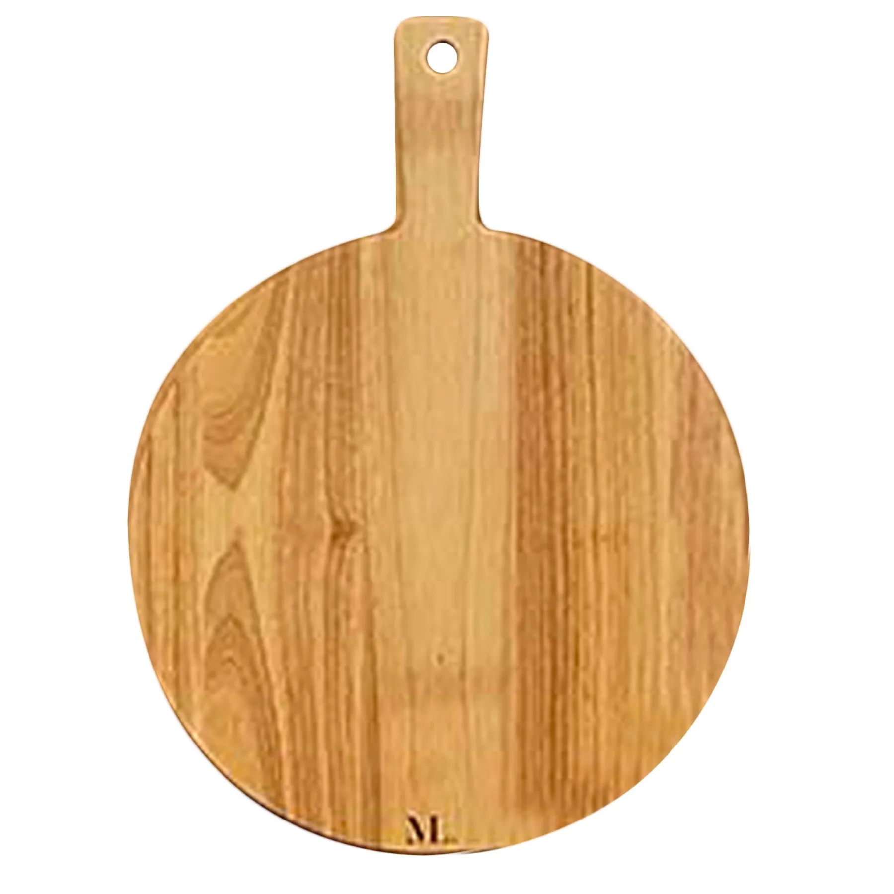 19" x 14" Rubber Wood Thick Handle Round Cutting Board-Maple Hot