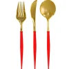 Red & Gold Bella Assorted Plastic Cutlery/36pc, Service for 12-Sophistiplate Hot