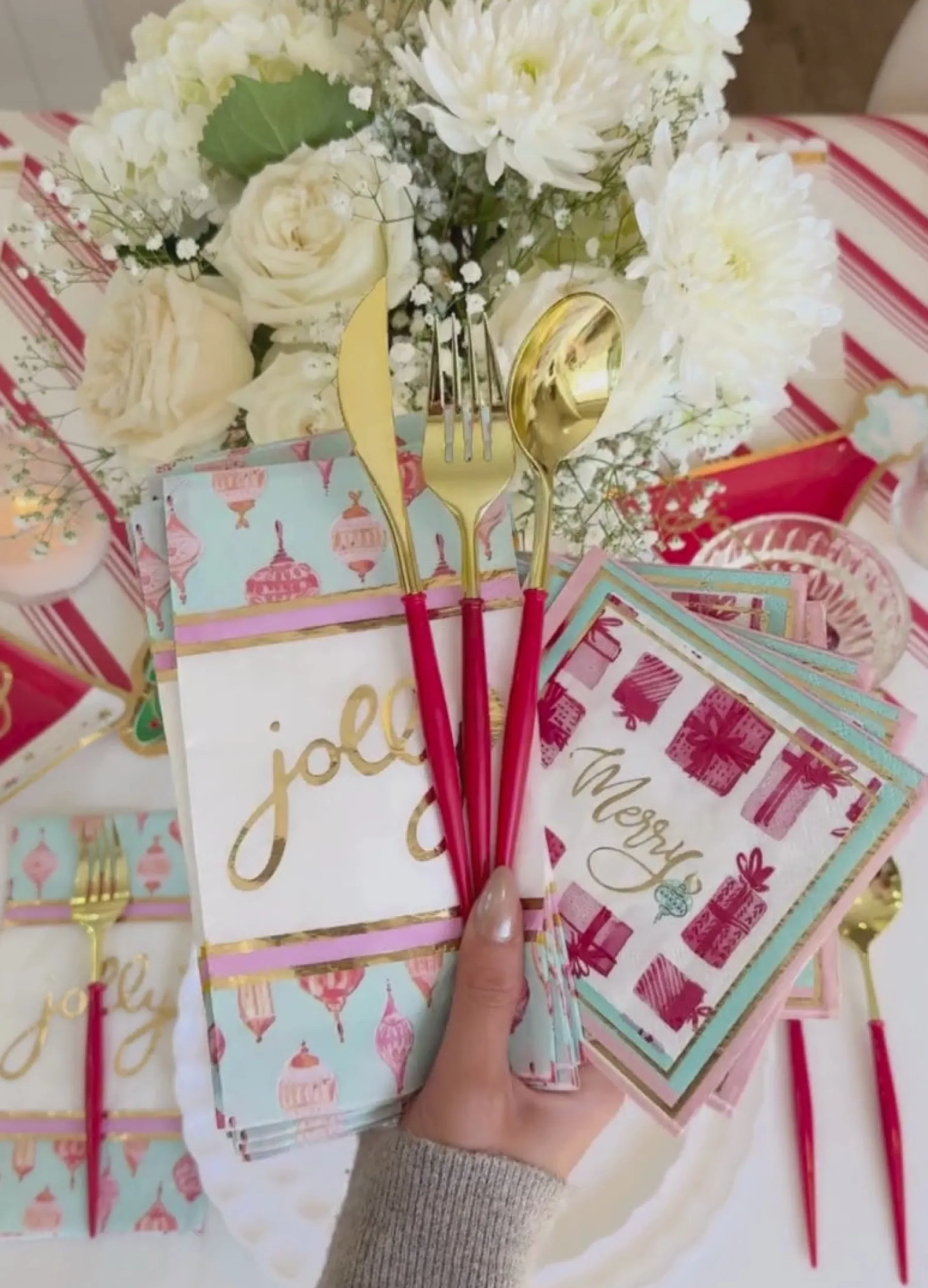 Red & Gold Bella Assorted Plastic Cutlery/36pc, Service for 12-Sophistiplate Hot