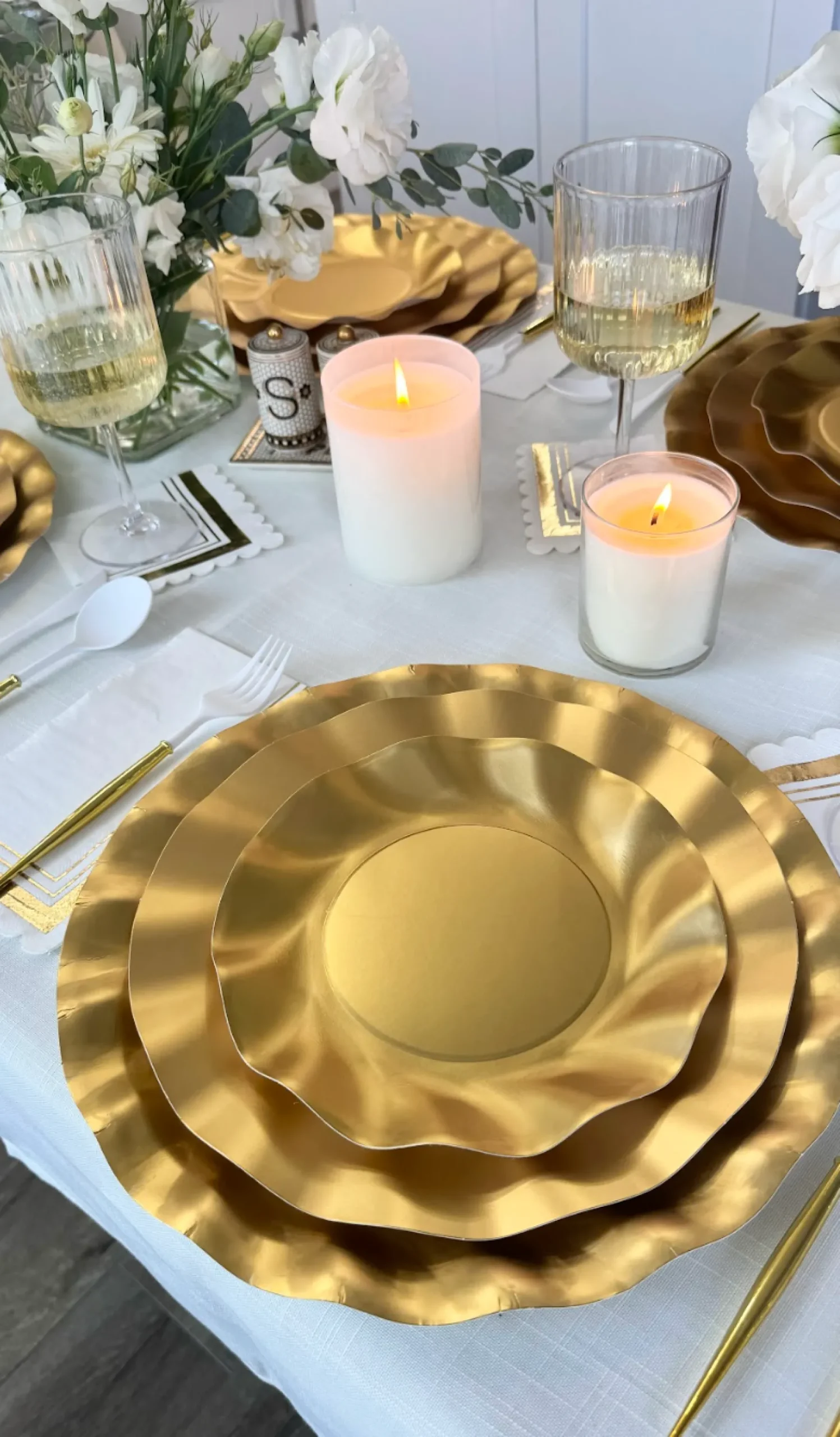 Satin Gold Wavy Paper Salad Plates/8pk-Sophistiplate Best