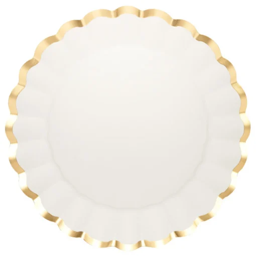 Scalloped Charger Plate Gold & White, 8 pkg-Sophistiplate New