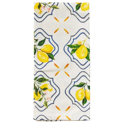Tea Towel Capri Lemon Border | 100% Cotton | 30" X 20"-Maple Fashion