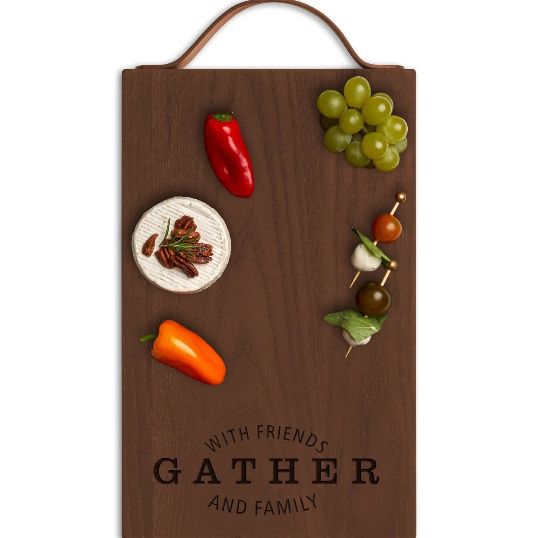 Thermal Ash Plank | Gather with Friends & Family Cheese & Charcuterie Board 16 x 10" with Leather Handle-Maple Clearance