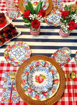 Wavy Appetizer/Dessert Bowl Bleu Strawberries - 8pkg-Sophistiplate Fashion